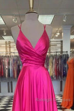 A-Line Prom Dress Dresses Prom Floor Length Sleeveless Spaghetti Strap Bridesmaid Dresses Charmeuse With Slit