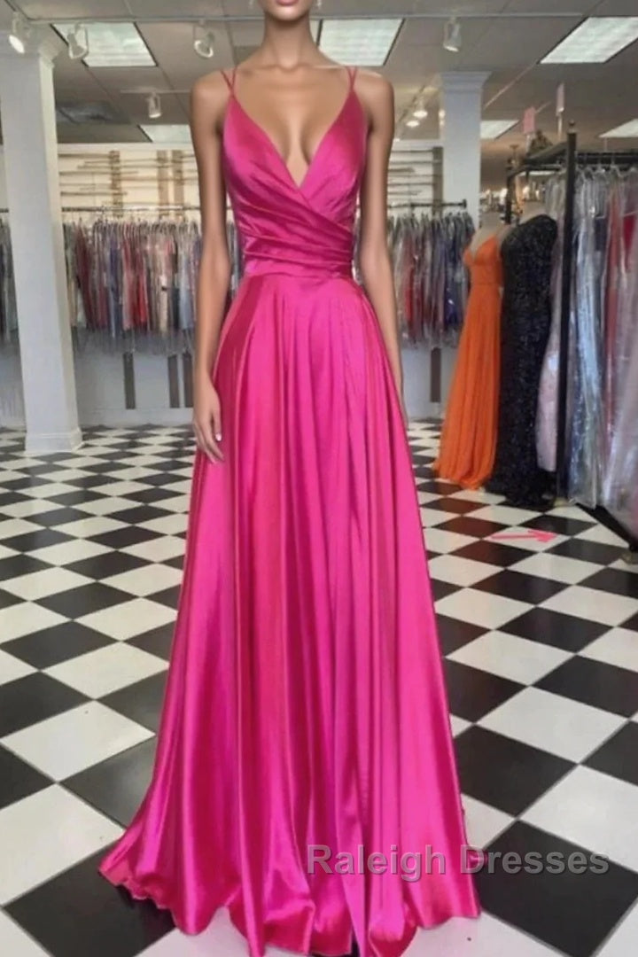 A-Line Prom Dresses Sexy Dress Formal Floor Length Sleeveless Spaghetti Strap Bridesmaid Dress Charmeuse With Slit Main image
