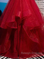 A-Line Prom Dresses Sexy Dress Party Wear Floor Length Sleeveless Spaghetti Strap Tulle With Ruffles