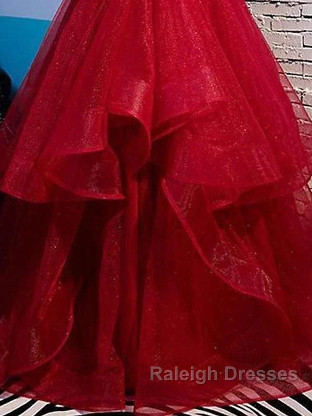 A-Line Prom Dresses Sexy Dress Party Wear Floor Length Sleeveless Spaghetti Strap Tulle With Ruffles