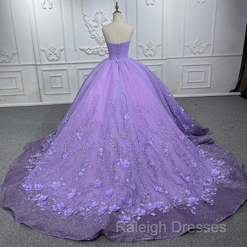 A Line Purple Lace Sweetheart With Corset Back Quinceanera Dresses Secondary image
