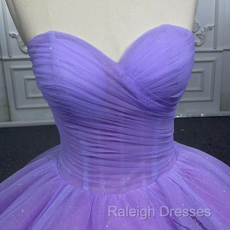 A Line Purple Lace Sweetheart With Corset Back Quinceanera Dresses