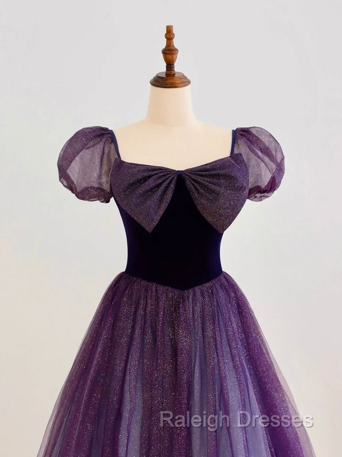 A Line Purple Long Prom Dresses Purple Tulle Prom Dresses Secondary image