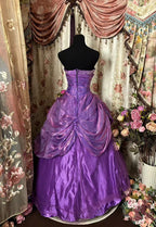 A-Line Purple Strapless Prom Gowns Unique Long Prom Dress