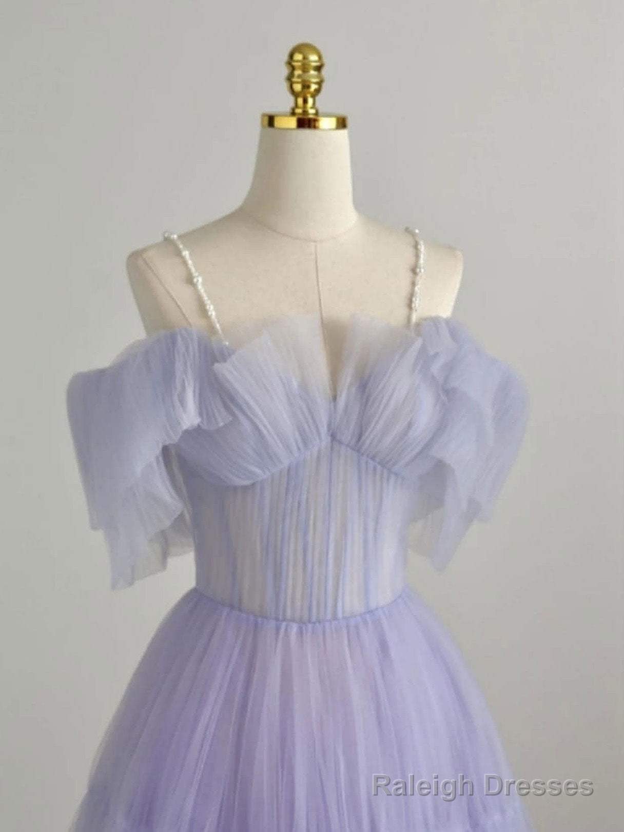 A-Line Purple  Tulle Long Prom Dress, Purple Formal Dress Secondary image
