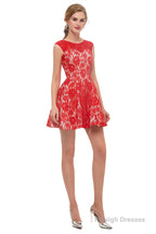 A-Line Red Lace Sleeveless Mini Homecoming Dresses