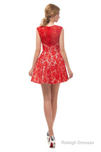 A-Line Red Lace Sleeveless Mini Homecoming Dresses
