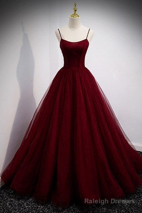 A Line Red Long Prom Dresses