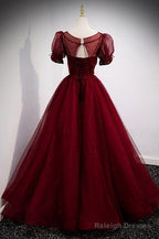 A Line Red Long Prom Dresses