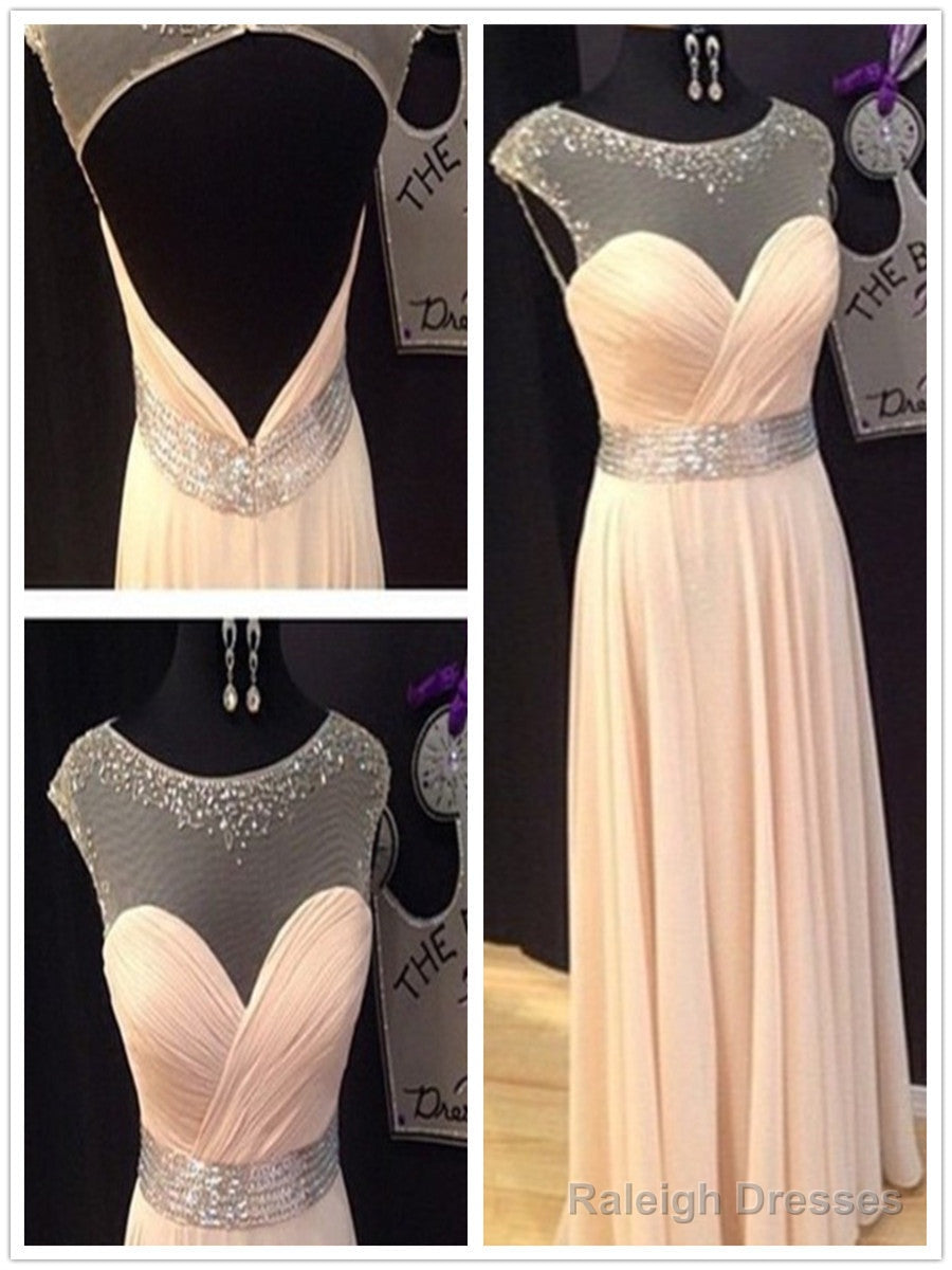 A-Line Round Neck Floor Length Prom Dress Long Pink Prom/Bridesmaid Dresses Main image
