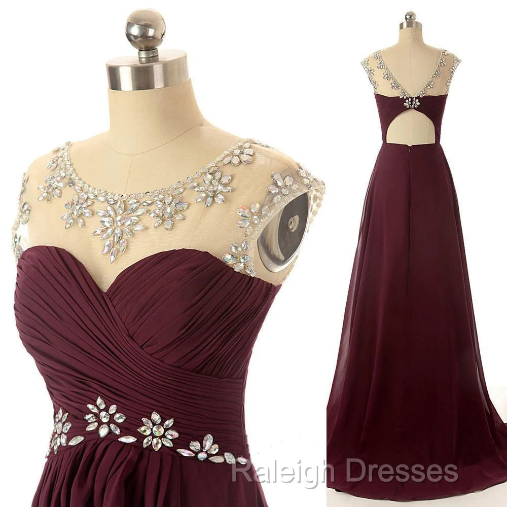 A-Line Round Neck Maroon Prom Dresses Maroon Prom Dress Bridesmaid Dress
