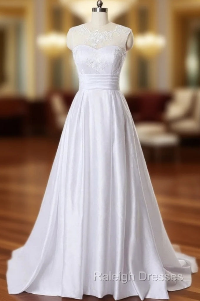 A-Line Satin Backless Wedding Dress