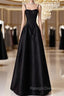 A Line Satin Black Long Prom Dress, Black Long Prom Dress