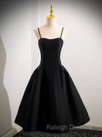 A-Line Satin Black Satin Short Prom Dress, Black Homecoming Dress