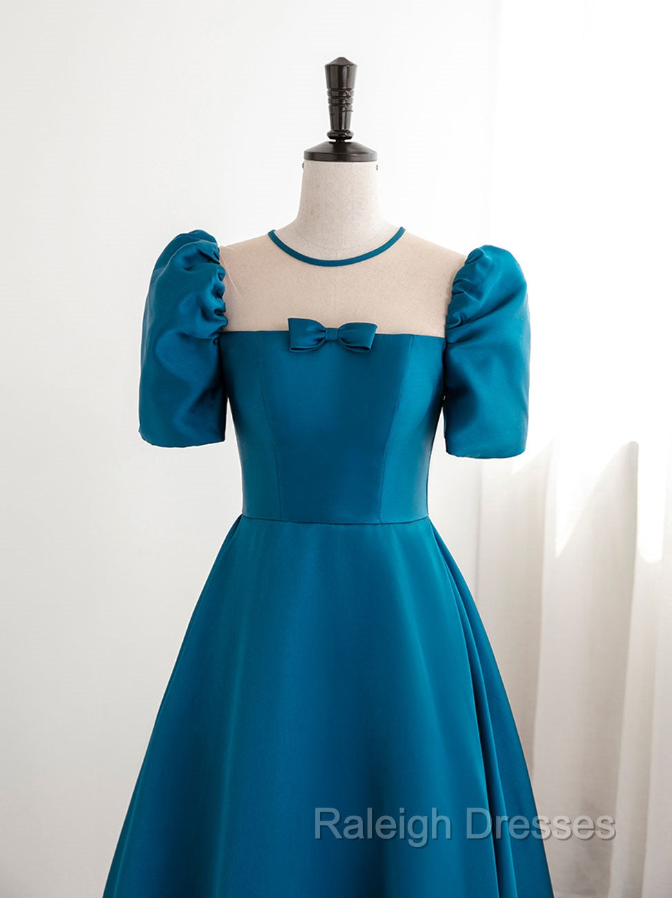 A Line Satin Blue Long Prom Dresses Blue Long Prom Dress
