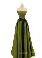 A-line Satin Green Long Party Dress Formal Dress, Green Long Evening Dress Prom Dress
