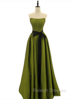 A Line Satin Green Long Prom Dress Formal Dress, Green Long Prom Dress