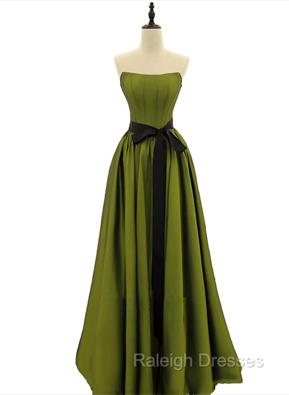 A Line Satin Green Long Prom Dress Formal Dress, Green Long Prom Dress