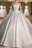 A Line Satin Lace ivory Long Wedding Dress, Lace Weeding Prom Dress