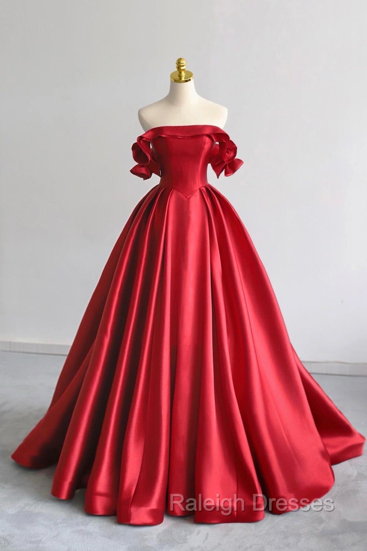 A-Line Satin Long Prom Dress, Elegant Off The Shoulder Evening Party Dress