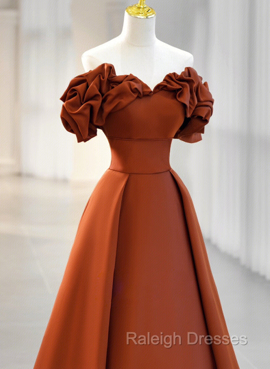 A Line Satin Off Shoulder Sweetheart Long Prom Dresses Satin Floor Length Prom Dresses