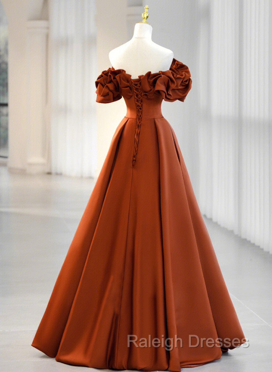 A-line Satin Off Shoulder Sweetheart Long Prom Dress, Satin Floor Length Party Dress Secondary image