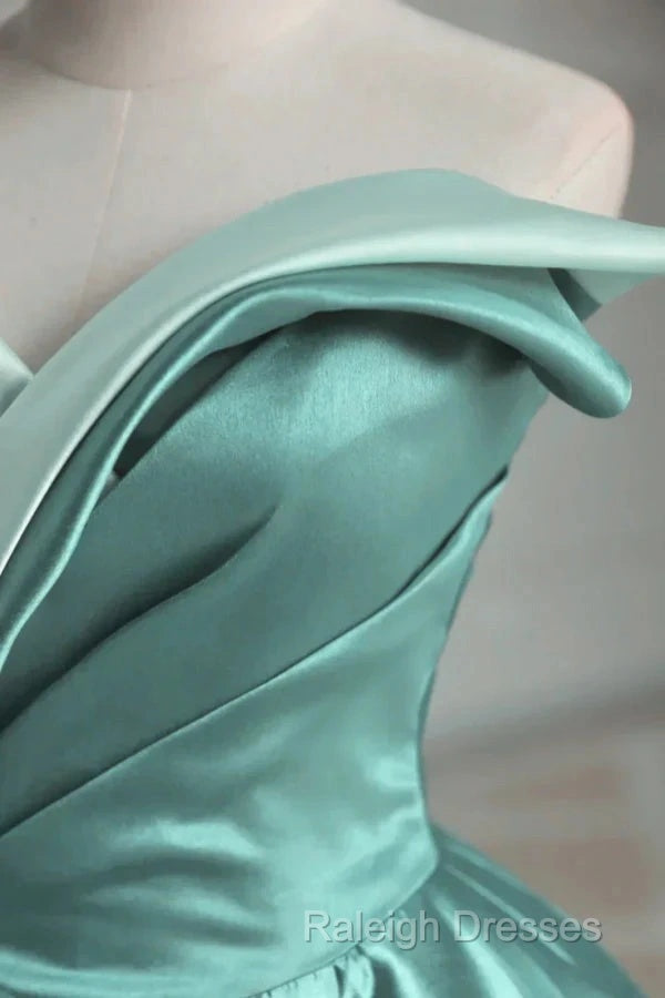 A-Line Satin Off-The-Shoulder Long Prom Dress Wedding Dress Secondary image