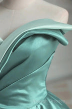 A-Line Satin Off-The-Shoulder Long Prom Dress Wedding Dress