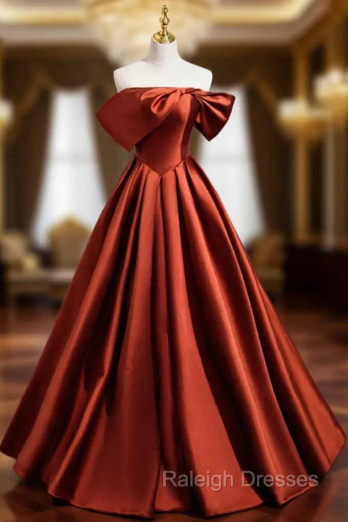 A Line Satin Off the Shoulder Prom Dresses Main image