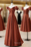 A-Line Satin Orange Long Prom Dresses, Orange Long Formal Dress