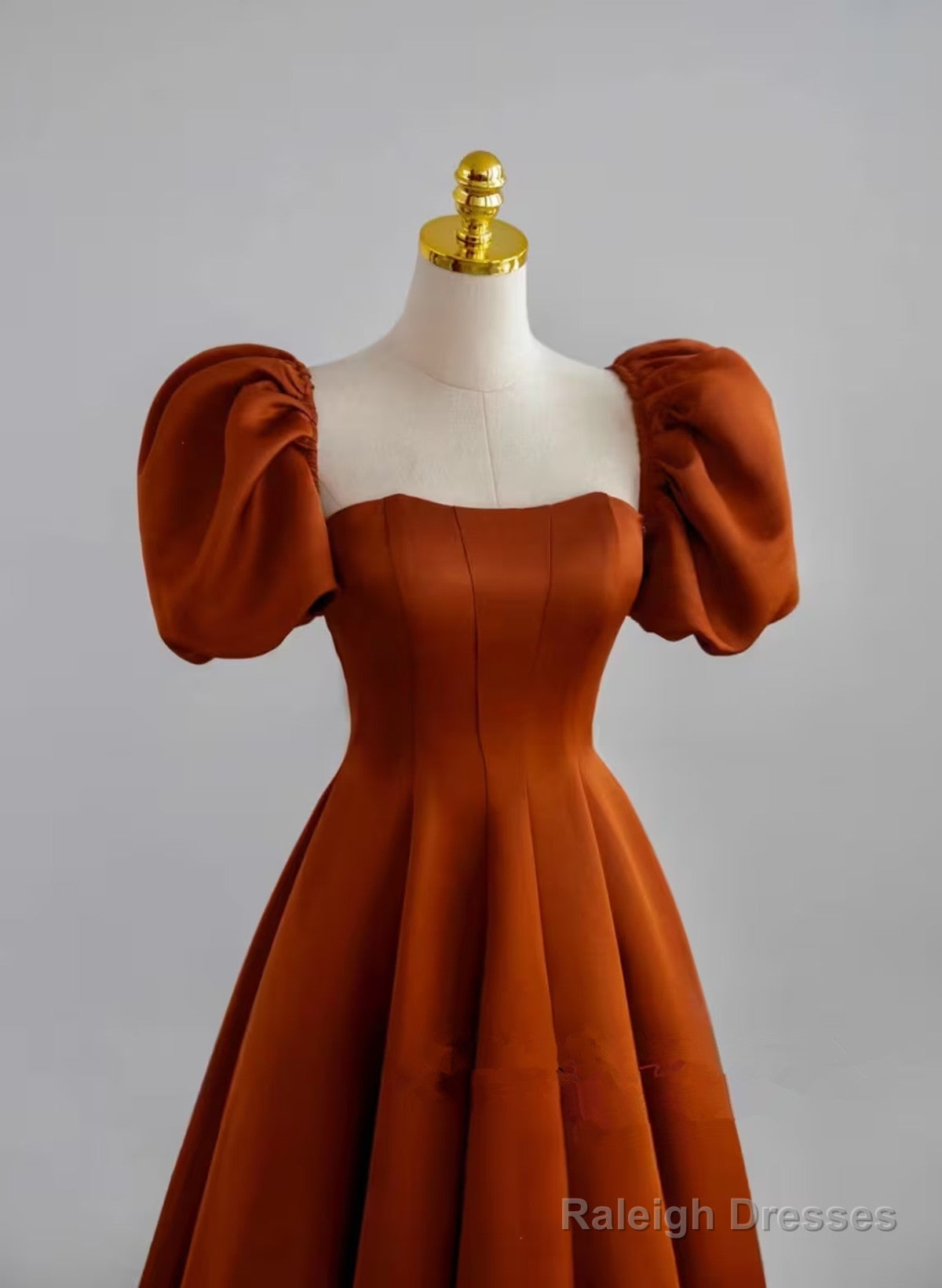 A-Line Satin Simple Short Sleeves Long Formal Dress, Satin Prom Dress Secondary image