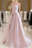 A-Line  Satin Tulle Pink Long Prom Dress, Pink Long Formal Dress