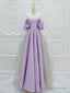 A-Line Satin Tulle Purple Long Prom Dress, Tulle Purple Long Formal Dress