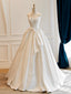 A-Line Satin White Long Formal Prom Dress, White Long Formal Dress