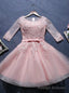 A-line Scoop pink half sleeve Short Juniors Homecoming Dresses