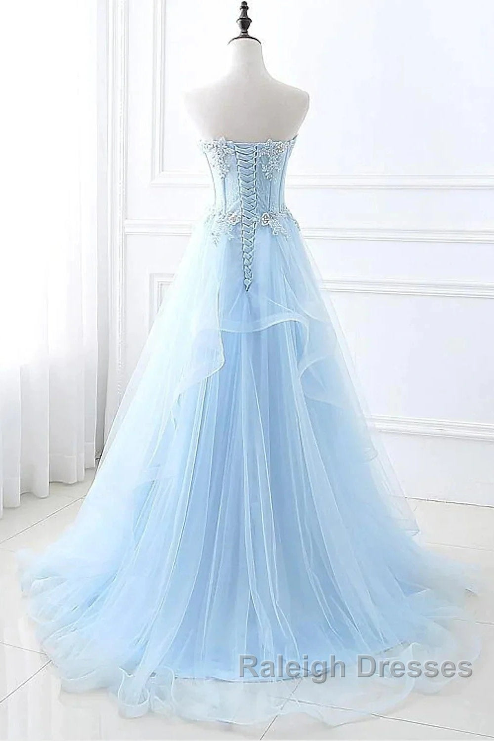 A-Line Sexy Engagement Prom Birthday Dress Strapless Sleeveless  Lace Pleats Secondary image