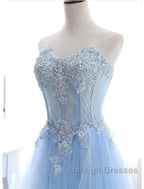A-Line Engagement Prom Birthday Dresses Strapless Sleeveless Lace Pleats