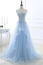 A-Line Sexy Engagement Prom Birthday Dress Strapless Sleeveless  Lace Pleats