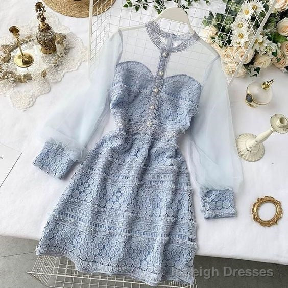 A-Line Short Blue Homecoming Dress Causal Dress