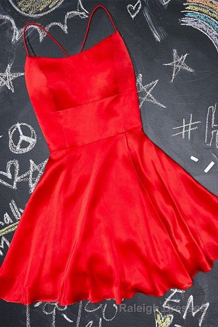 A-Line Short red Homecoming Dress Satin Party Dress Main image