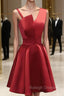 A Line Short Red Prom Dresses, Short Red Graduation Homecoming Dresses