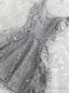 A Line Short Silver Backless Appliques Cocktail Homecoming Dresses
