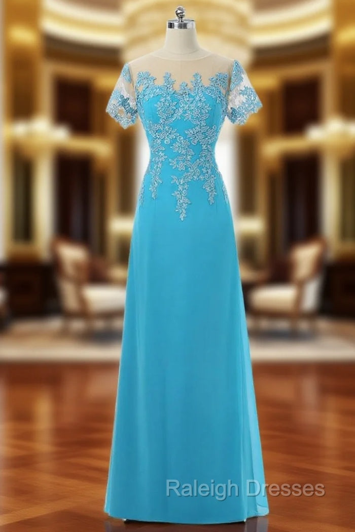 A-line Short Sleeves Chiffon Lace Mother Of The Bride Dresses