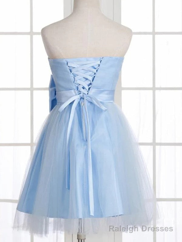 A-Line Skirt Princess Sheer Bow Sleeveless Short Homecoming Dresses Main image