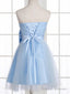 A-Line Skirt Princess Sheer Bow Sleeveless Short Homecoming Dresses