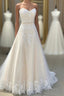 A-Line Sleeveless Floor Length Sweetheart Lace Wedding Gowns