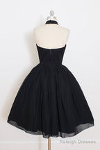 A Line Sleeves Tulle Halter Homecoming Dress Knee Length Cocktail Dress