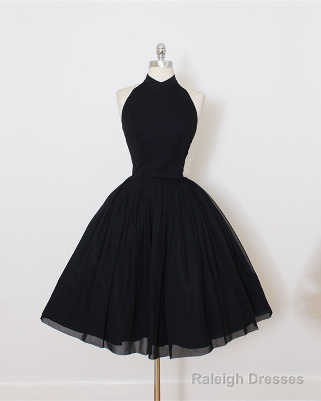 A Line Sleeves Tulle Halter Homecoming Dress Knee Length Cocktail Dress