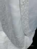 A-Line Spaghetti Strap Beaded Satin Long Prom Dress White Wedding Dress Graduation Prom Dress