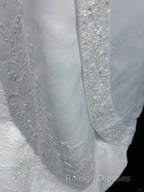 A-Line Spaghetti Strap Beaded Satin Prom Dresses Long White Wedding Dresses Graduation Prom Dresses